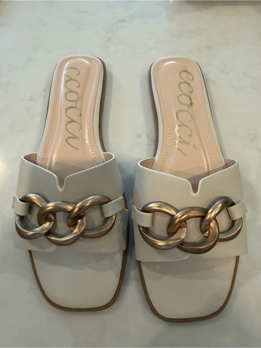 Ccocci Bone Chain-Accent Slide Sandals